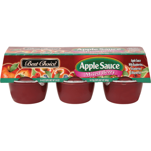 slide 1 of 1, Best Choice Mixed Berry Applesauce Cups, 6 ct; 4 oz