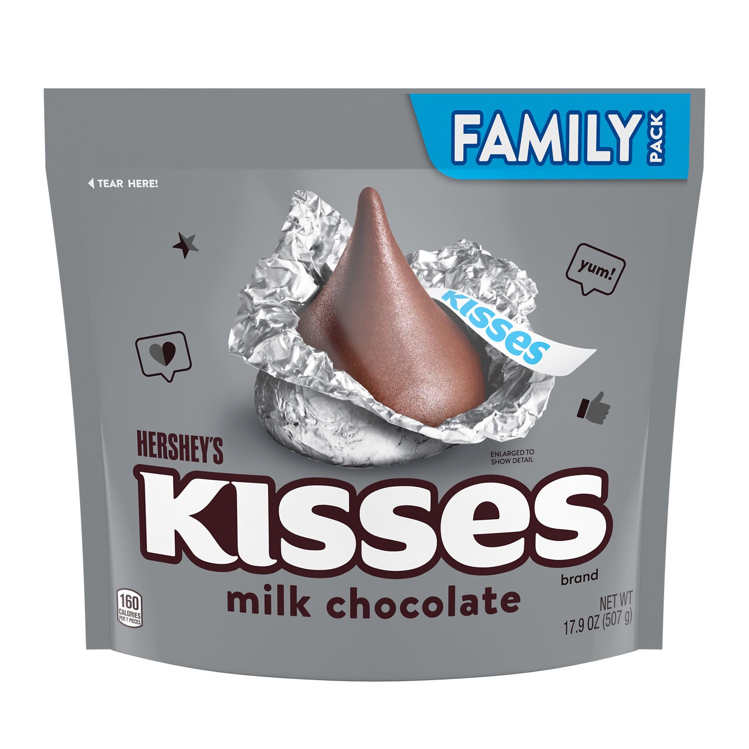 slide 1 of 5, Hershey's KISSES Milk Chocolate Candy Family Pack, 17.9 oz, 17.9 oz