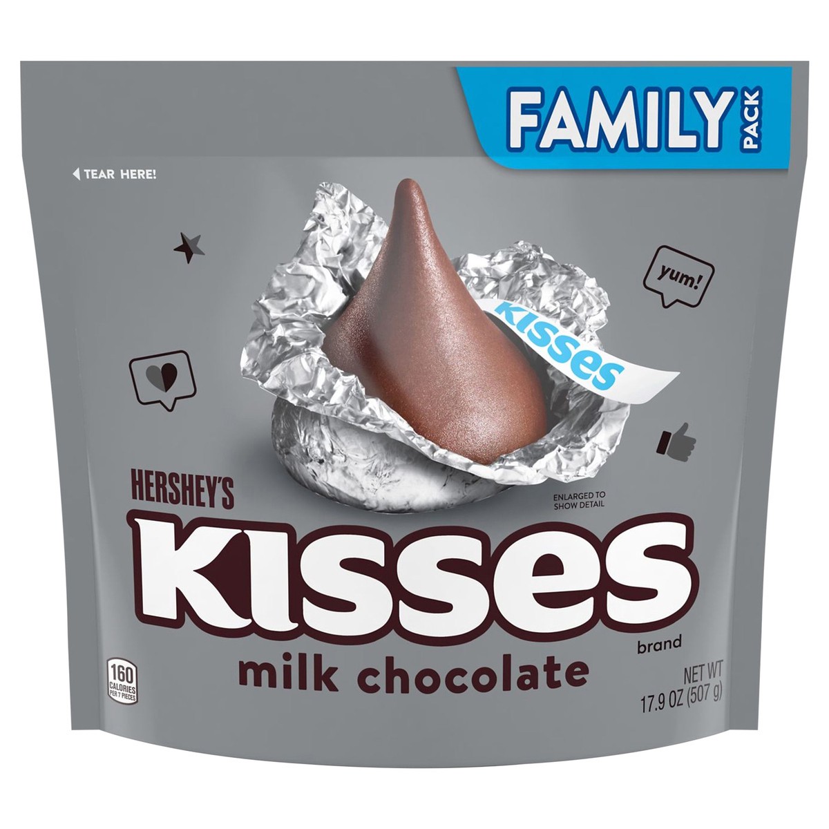 slide 1 of 1, Hershey's Milk Chocolate Kisses, 17.9 oz
