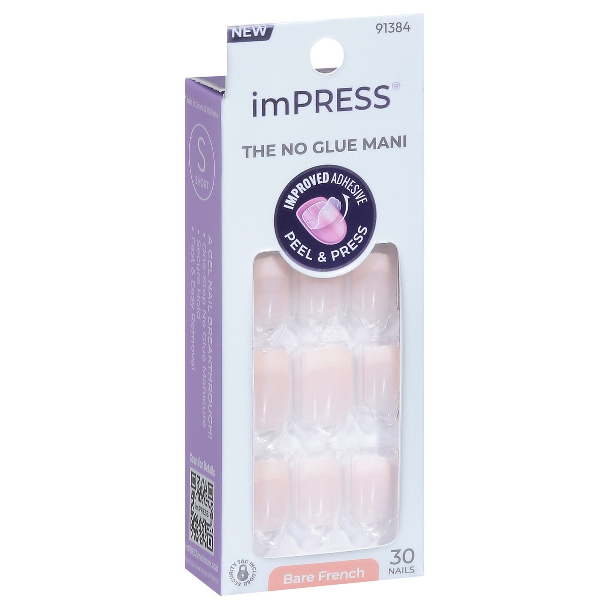 slide 7 of 14, imPRESS The No Glue Mani Bare French Nails 30 ea, 30 ct