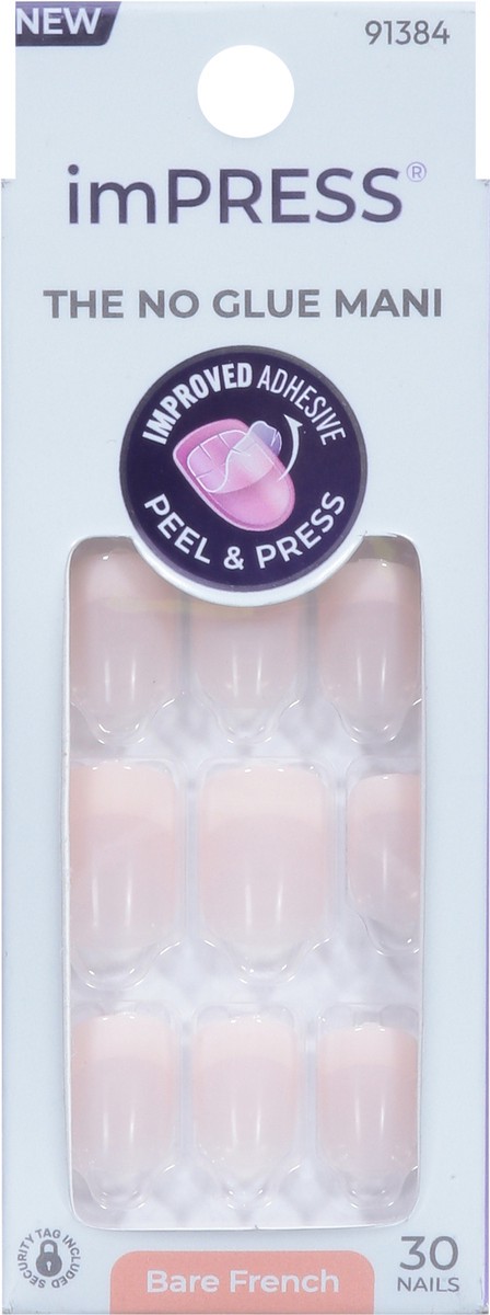 slide 9 of 14, imPRESS The No Glue Mani Bare French Nails 30 ea, 30 ct