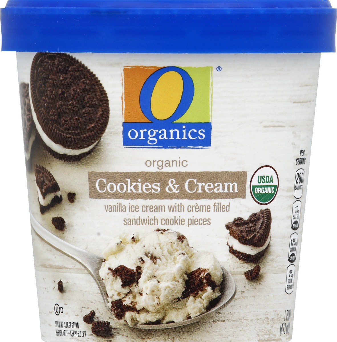 slide 2 of 3, O Organics Ice Cream Cookies & Cream, 1 pint