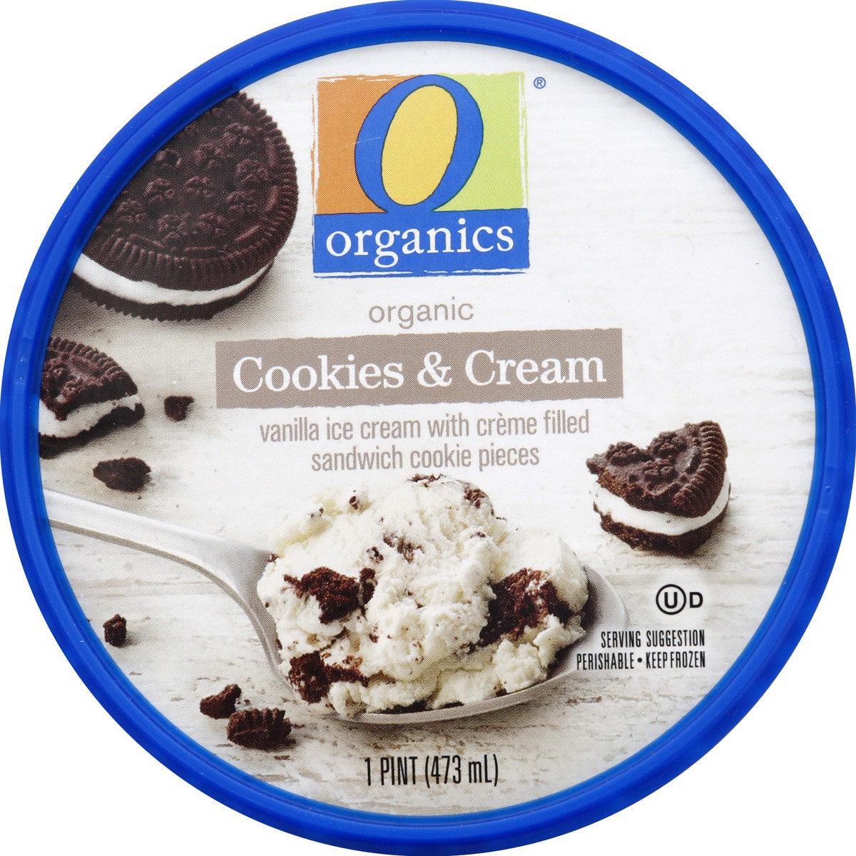 slide 3 of 3, O Organics Ice Cream Cookies & Cream, 1 pint