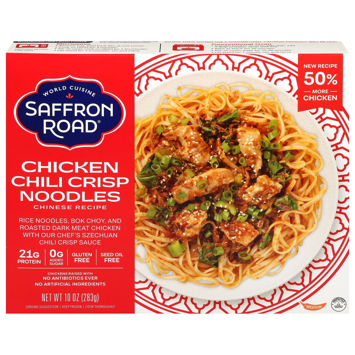 slide 6 of 14, Saffron Road Frozen Chili Crisp Noodles - Seed Oil Free, Chickens Raised with No Antibiotics, No Artificial Ingredients, Gluten Free – 10 oz, 10 oz