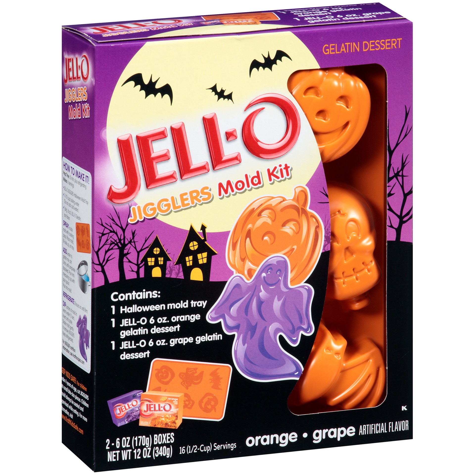 slide 2 of 3, JELL-O Jigglers Halloween Mold Kit 12 oz Box, 12 oz