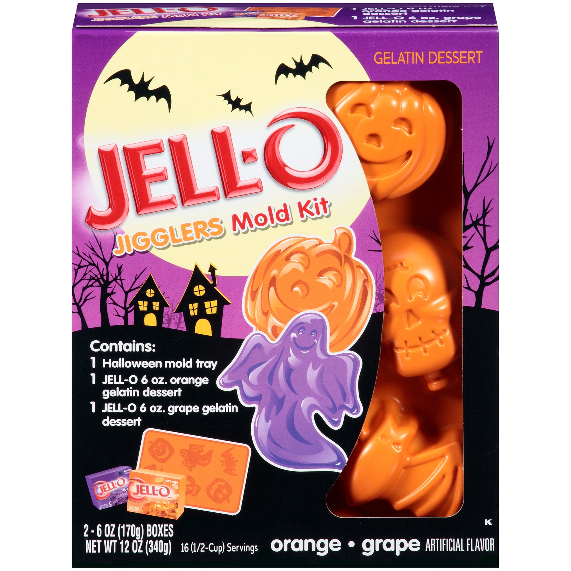 slide 1 of 3, JELL-O Jigglers Halloween Mold Kit 12 oz Box, 12 oz