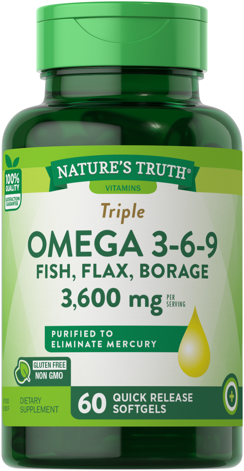 slide 1 of 5, Nature's Truth Triple Omega 3-6-9 Fish, Flax, Borage 3,600 mg, 60 ct