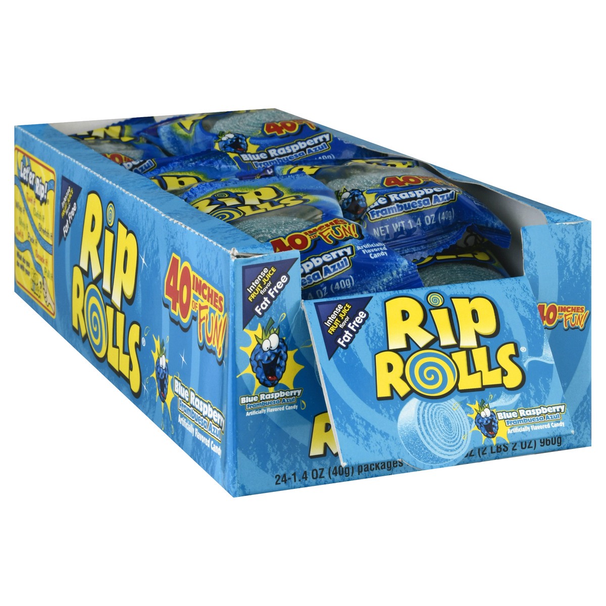 slide 2 of 10, Rip Rolls Candies Blue Raspberry, 24 ct