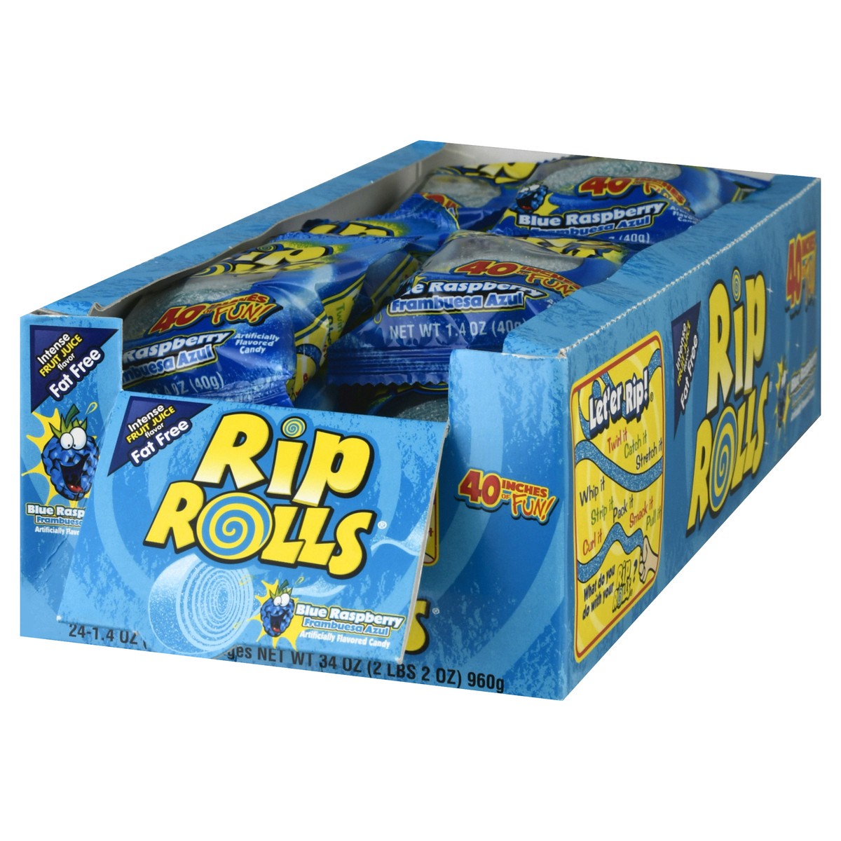 slide 3 of 10, Rip Rolls Candies Blue Raspberry, 24 ct