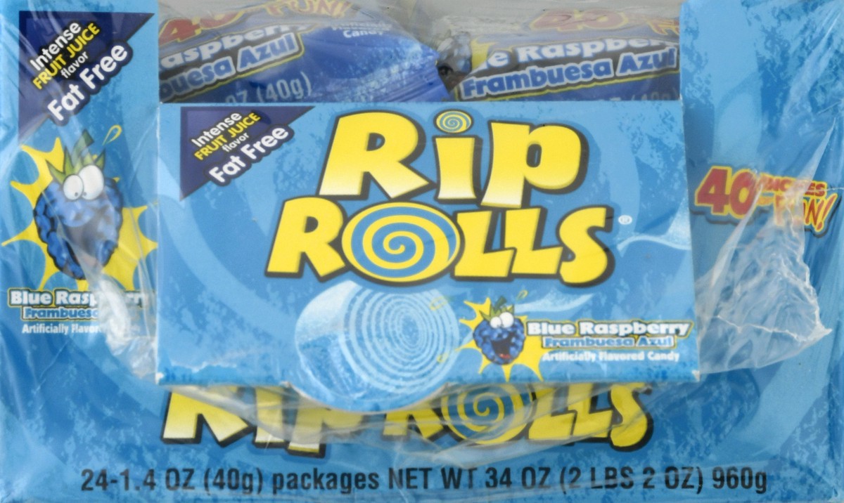 slide 9 of 10, Rip Rolls Candies Blue Raspberry, 24 ct