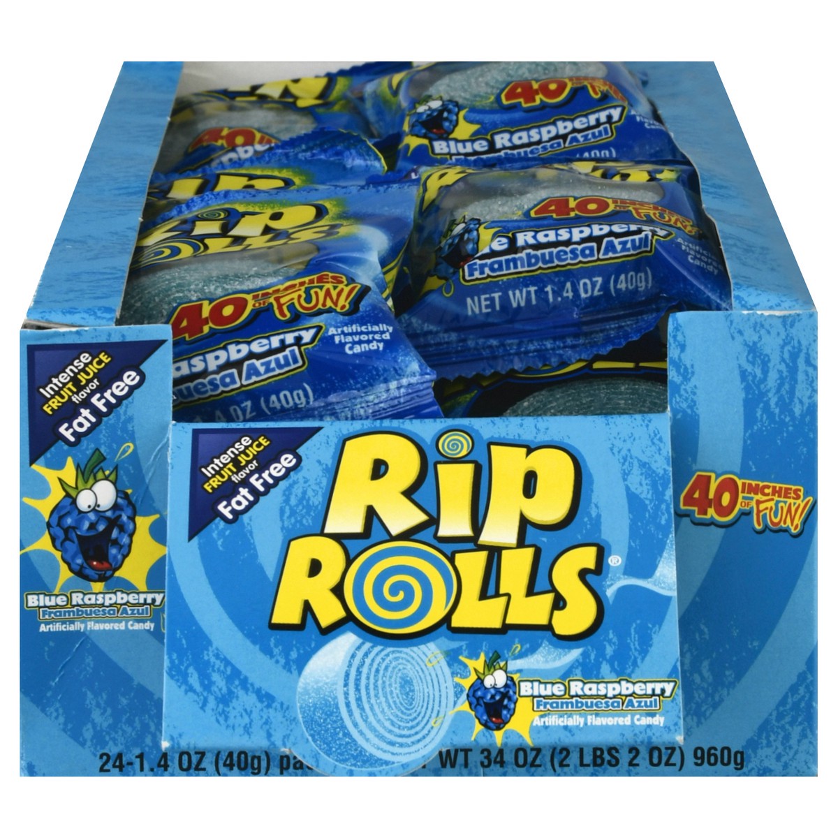 slide 1 of 10, Rip Rolls Candies Blue Raspberry, 24 ct