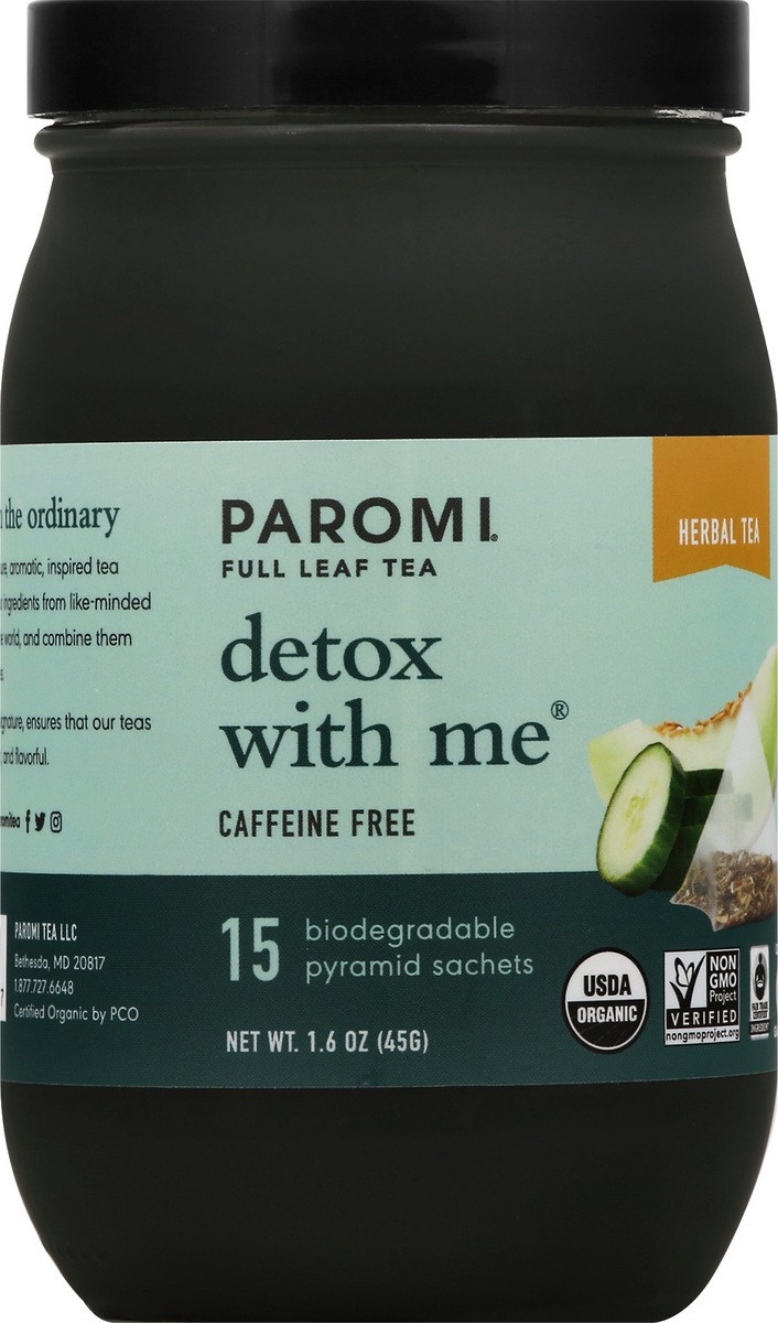 slide 6 of 9, Paromi Detox with Me Caffeine Free Pyramid Sachets Herbal Tea 15 ea, 15 ct