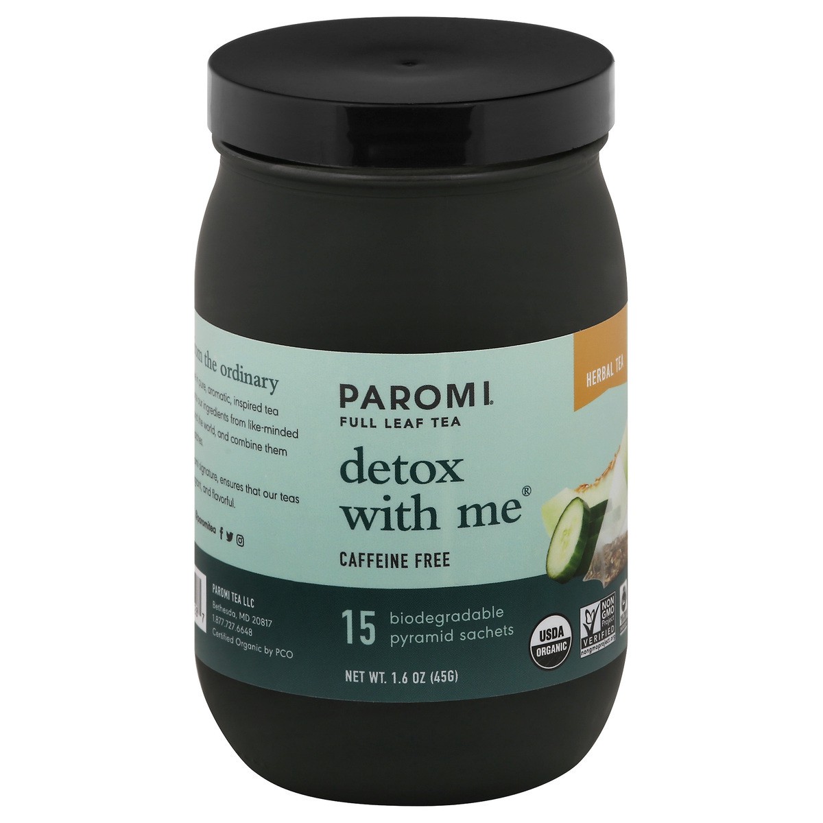 slide 1 of 9, Paromi Detox with Me Caffeine Free Pyramid Sachets Herbal Tea 15 ea, 15 ct