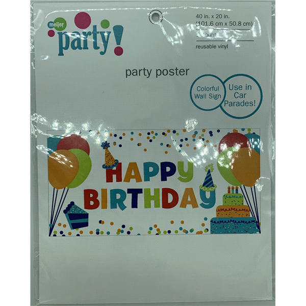 slide 1 of 1, Meijer ''happy Birthday'' Party Poster, 40 X 20 In, 1 ct