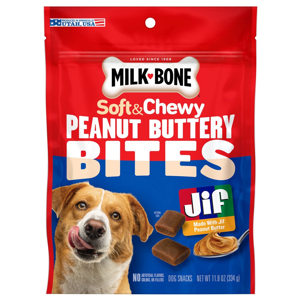 slide 1 of 16, Milkbone Jif Peanut Buttery Soft & Chewy Bites 11.8 Ounce, 11.8 oz