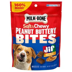 Milk-Bone Peanut Buttery Bites Soft Dog Treats With Jif Peanut Butter - 11.8 oz Bag
