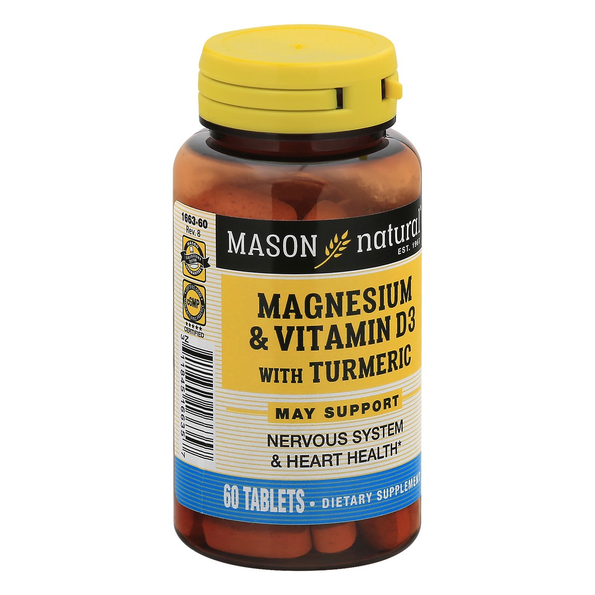 slide 9 of 12, Mason Natural Magnesium D3 & Turmeric, 60 ct