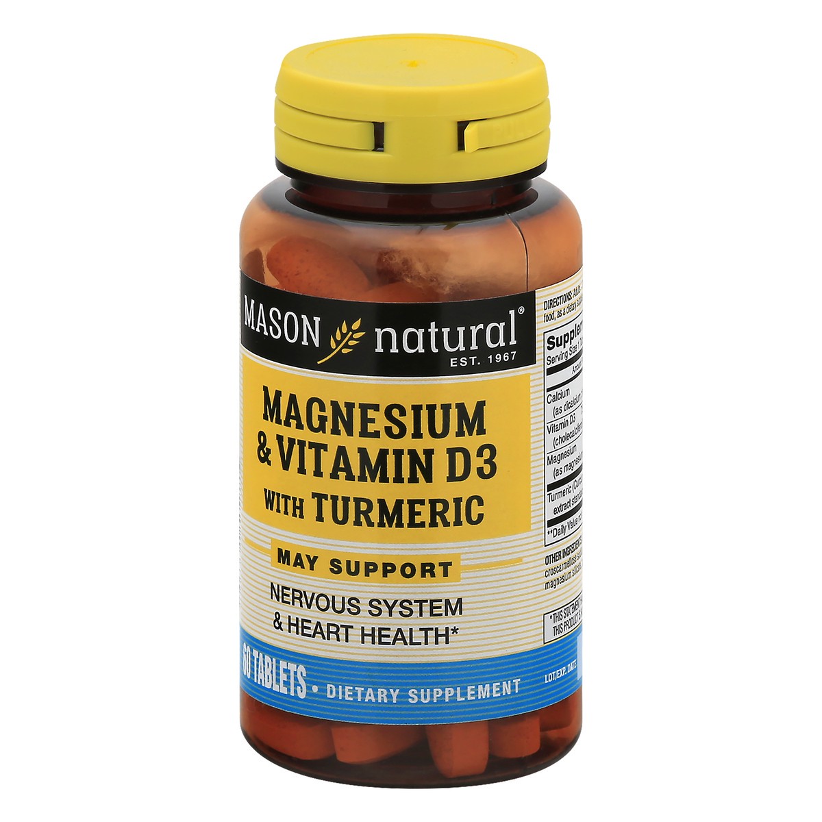 slide 5 of 12, Mason Natural Magnesium D3 & Turmeric, 60 ct