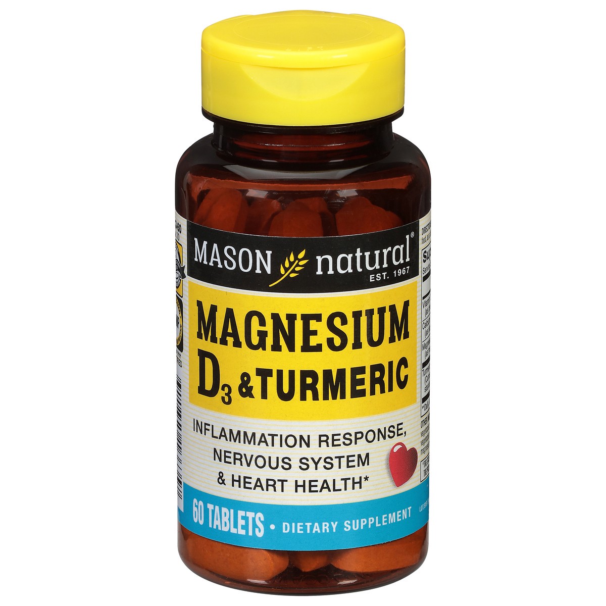 slide 1 of 12, Mason Natural Magnesium D3 & Turmeric, 60 ct