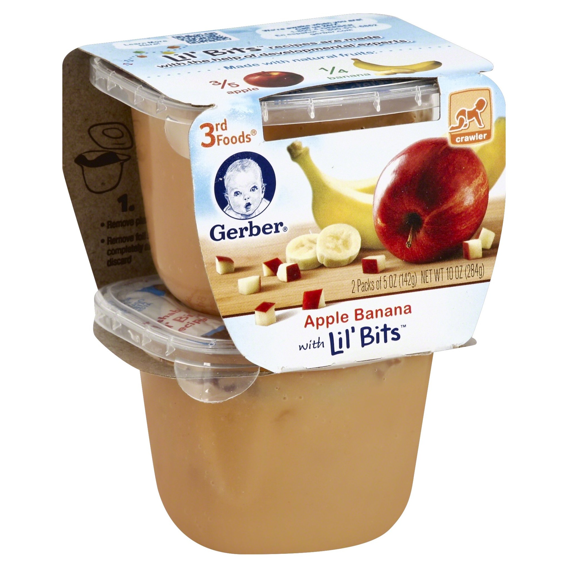 slide 1 of 1, Gerber Lil' Bits Apple Banana Baby Food Tub, 2 ct; 5 oz