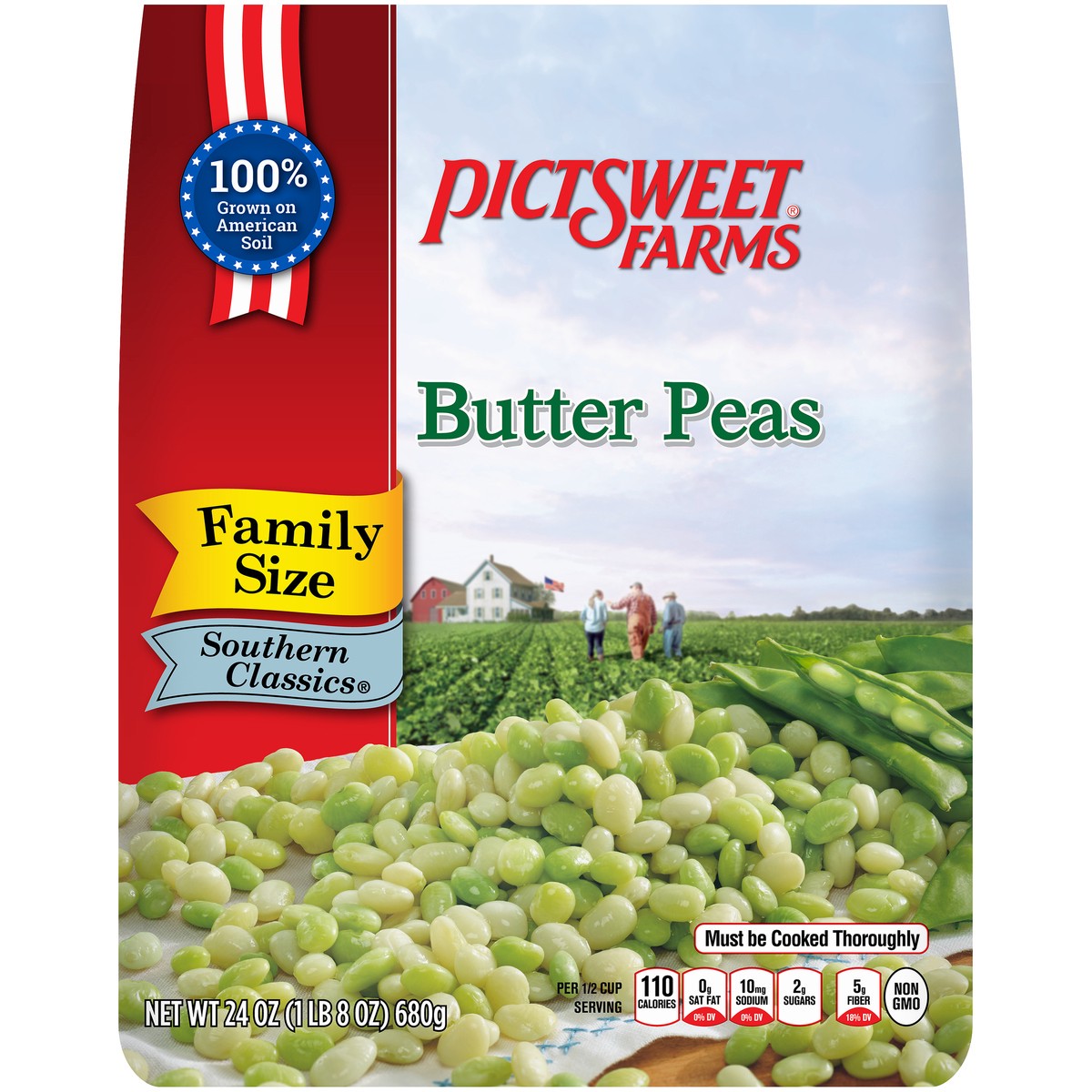 slide 1 of 9, Pictsweet Farms Southern Classics Family Size Butter Peas 24 oz. Bag, 24 oz