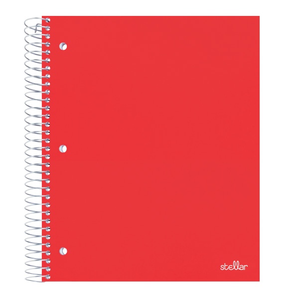 slide 1 of 4, Office Depot Brand Stellar Poly Notebook, 8-1/2'' X 11'', 5 Subject, College Ruled, 200 Pages (100 Sheets), Red, 100 ct