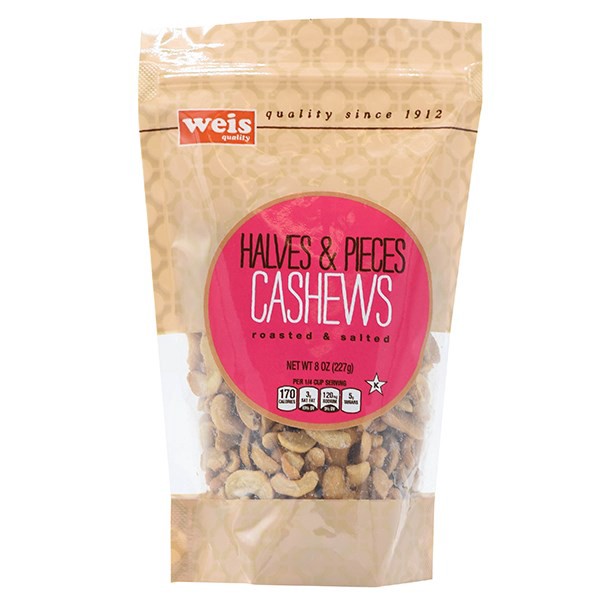 slide 1 of 1, Weis Quality Pieces and Halves Cashews, 8 oz