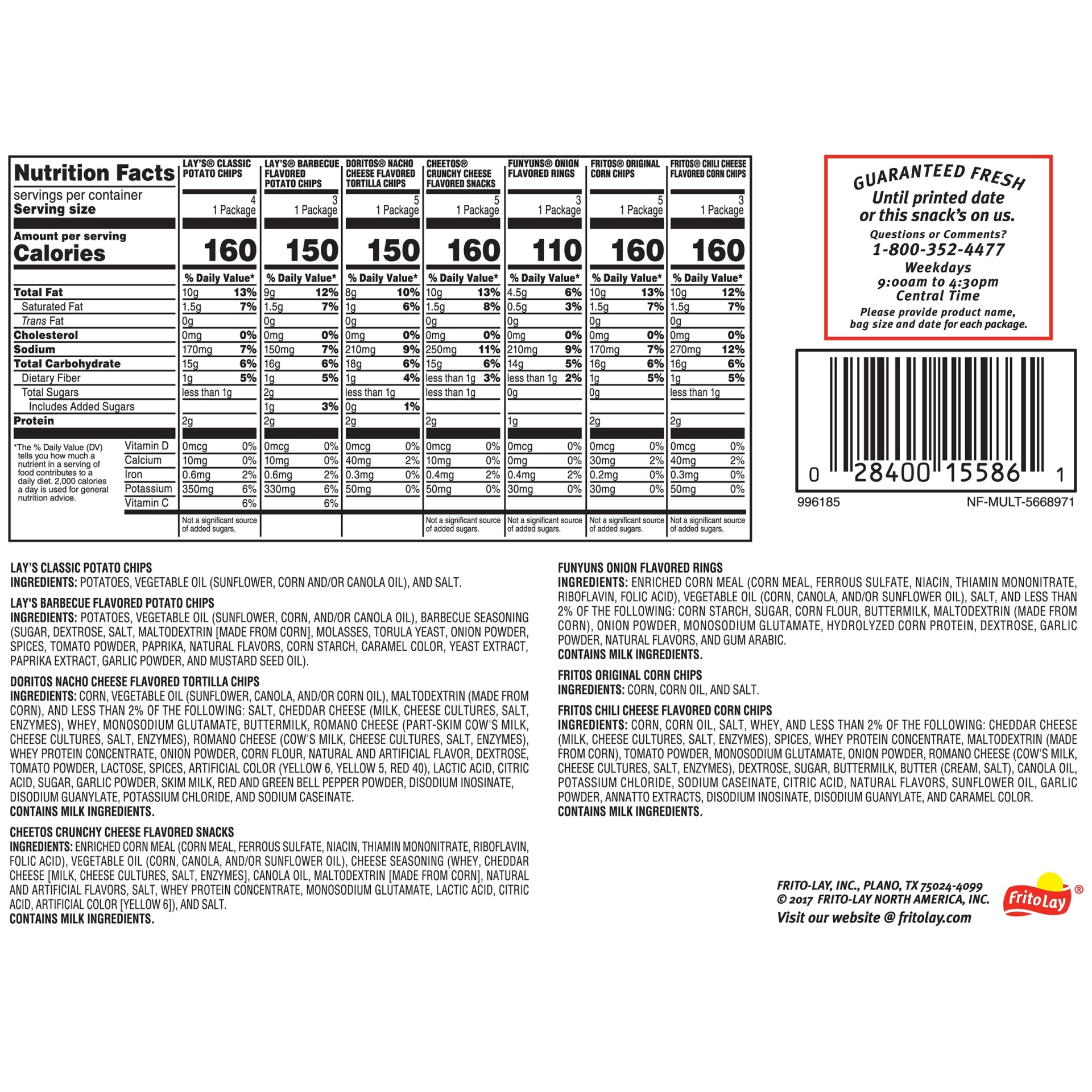 slide 4 of 4, Frito-Lay  Classic Mix Snacks Potato Chips Variety Pack, 28 ct