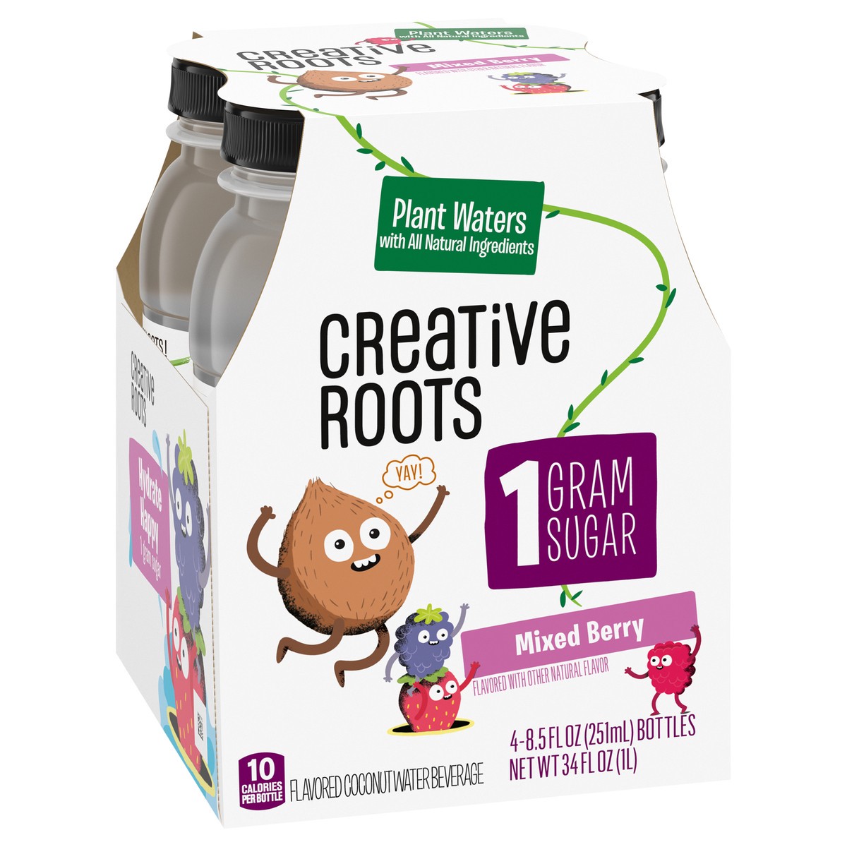 slide 6 of 9, Creative Roots Mixed Berry Naturally Flavored Coconut Water Beverage, 4 ct Pack, 8.5 fl oz Bottles, 4 ct