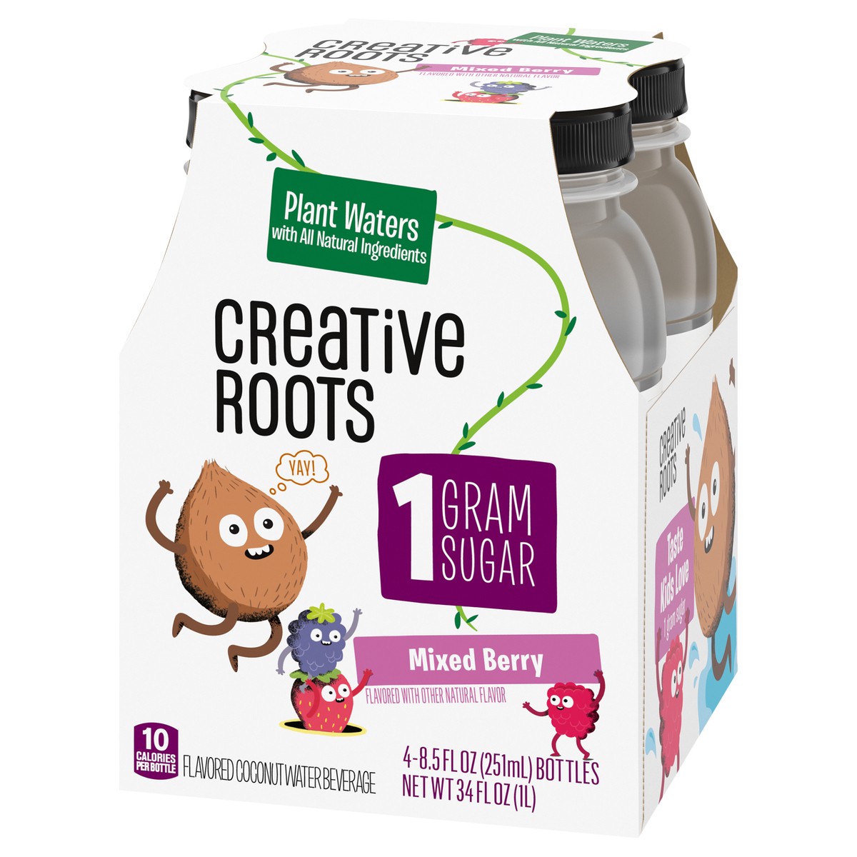 slide 8 of 9, Creative Roots Mixed Berry Naturally Flavored Coconut Water Beverage, 4 ct Pack, 8.5 fl oz Bottles, 4 ct