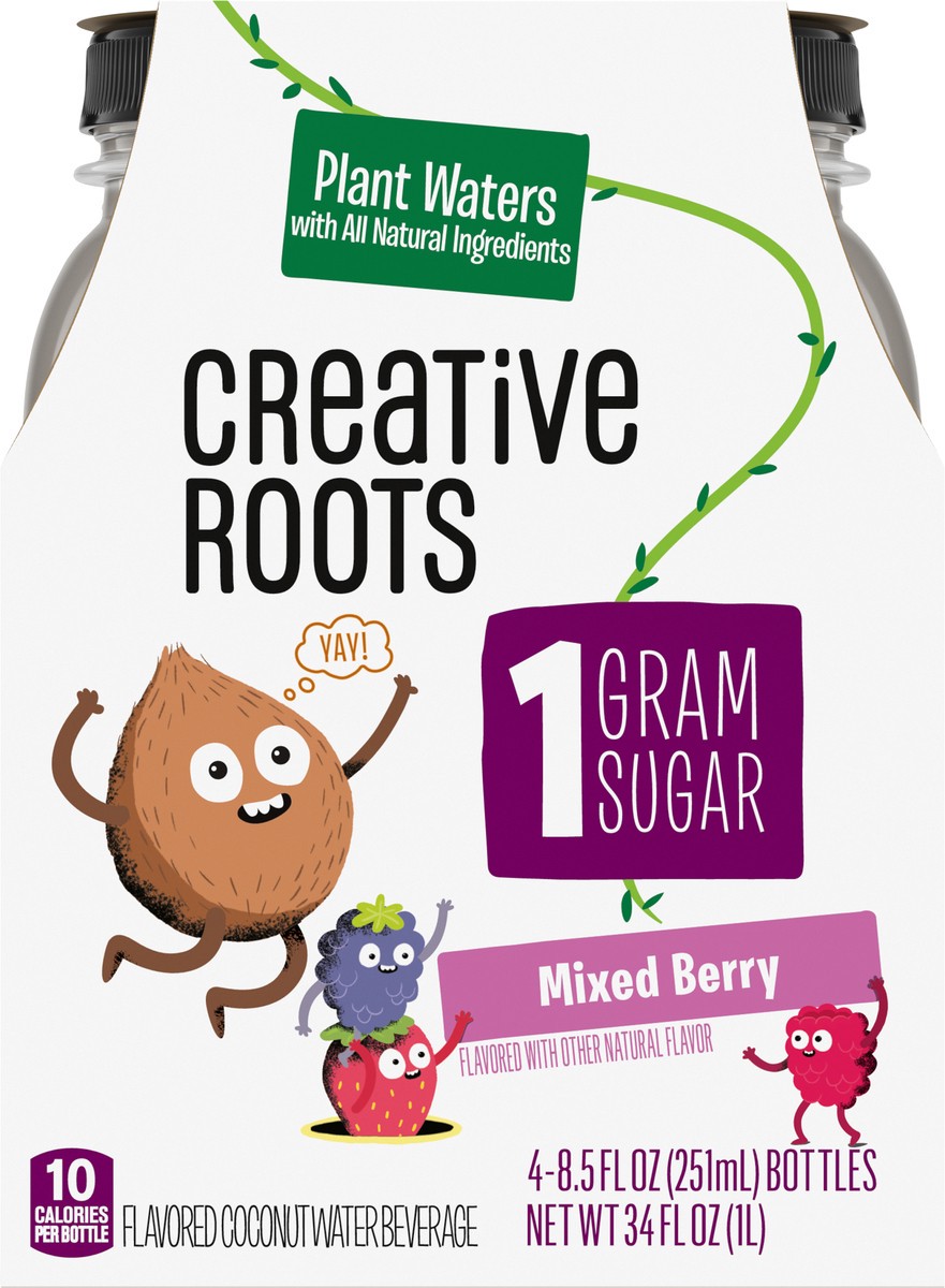 slide 3 of 9, Creative Roots Mixed Berry Naturally Flavored Coconut Water Beverage, 4 ct Pack, 8.5 fl oz Bottles, 4 ct