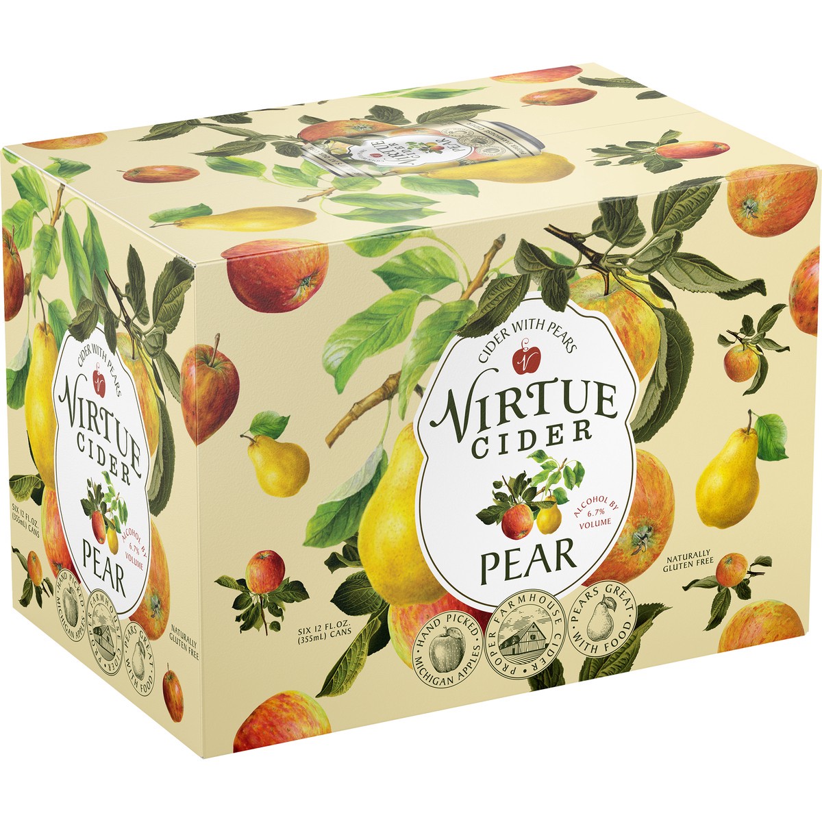 slide 2 of 3, Virtue Cider Pear, 6 Pack, 12 fl. oz. Can, 6 ct