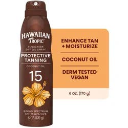 Hawaiian Tropic Protective Tanning Broad Spectrum SPF 15 Sunscreen Dry Oil Spray 6.0 oz