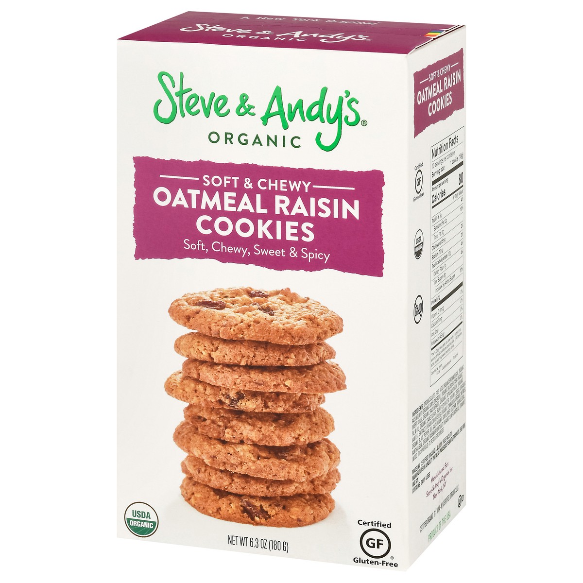 slide 5 of 9, Steve & Andy's Soft & Chewy Organic Oatmeal Raisin Cookies 6.3 oz, 6.3 oz