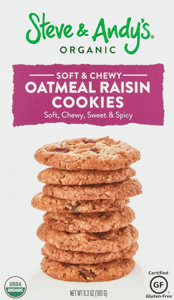 slide 3 of 9, Steve & Andy's Soft & Chewy Organic Oatmeal Raisin Cookies 6.3 oz, 6.3 oz