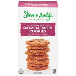 Steve & Andy's Soft & Chewy Organic Oatmeal Raisin Cookies 6.3 oz