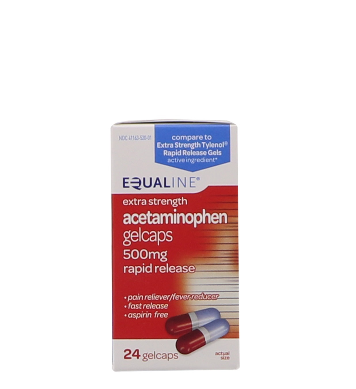 slide 1 of 1, Equaline Extra Strength Acetaminophen 500mg, 24 ct