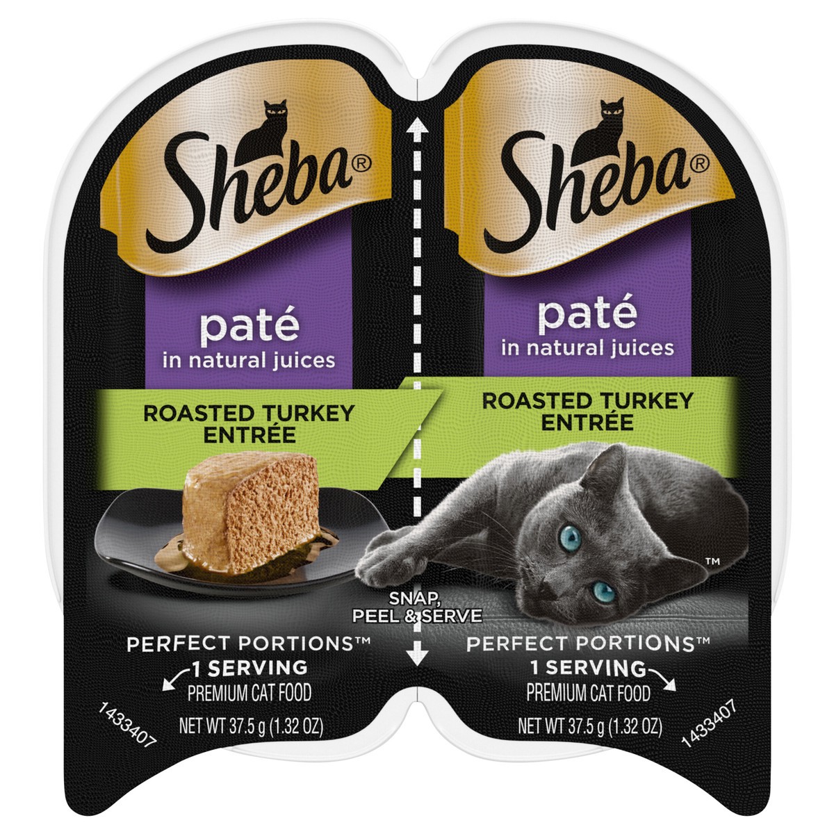 slide 1 of 3, Sheba Perfect Portions Premium Pate in Natural Juices Roasted Turkey Entree Cat Food 2 - 37.5 g Packs, 2 ct