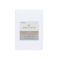 Room & Retreat 600 Thread Counts Pillowcase, Standard, 2 Pc Set, Brilliant White