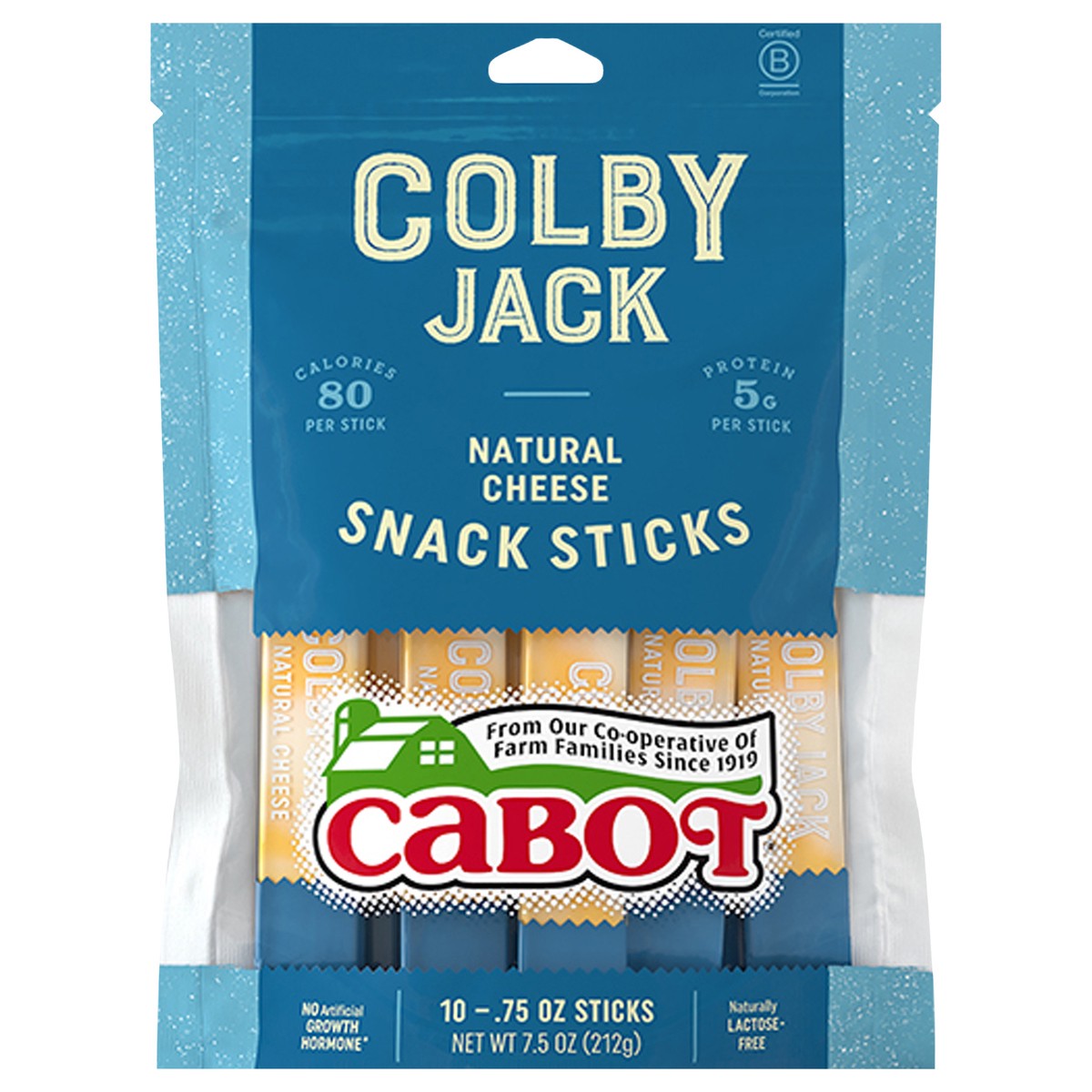 slide 1 of 1, Cabot Colby Jack Cheese Snack Sticks, 10 ct, 7.5 oz