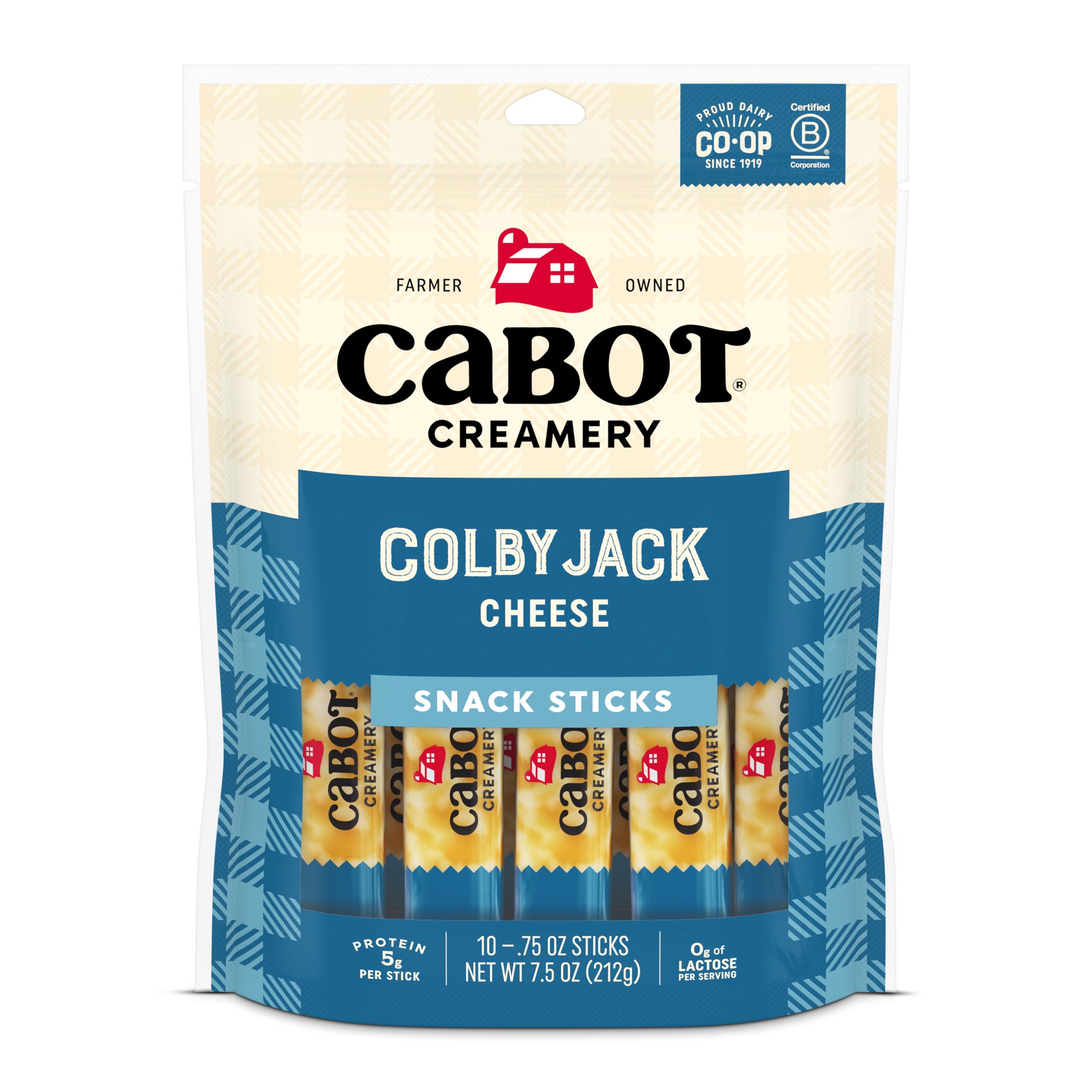 slide 1 of 1, Cabot Colby Jack Cheese Snack Sticks - (10) .75 oz. Snack Sticks, 7.5 oz