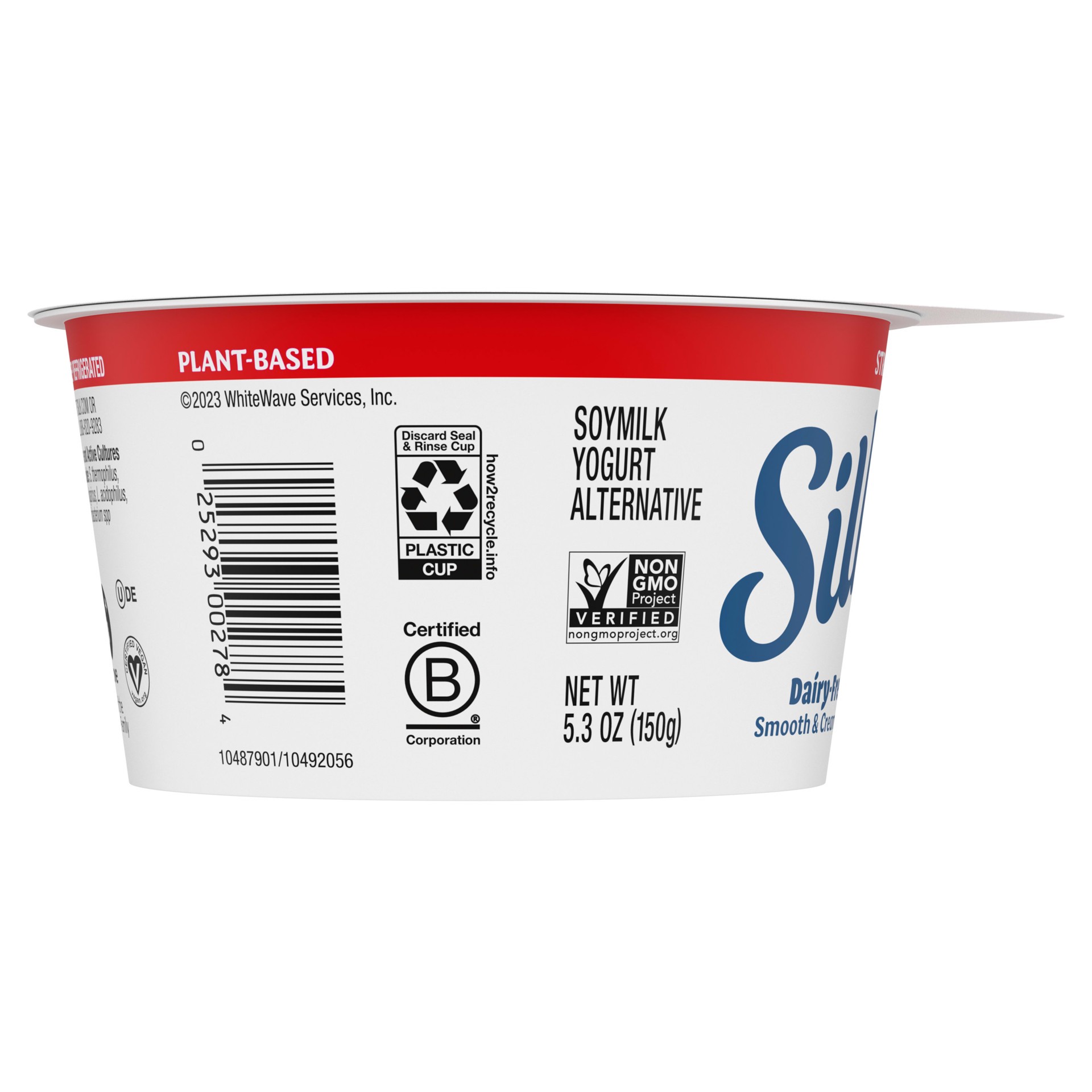 slide 3 of 5, Silk Strawberry Dairy Free, Soy Milk Yogurt Alternative, Smooth and Creamy Plant Based Yogurt with 6 Grams of Protein Per Serving, 5.3 OZ Container, 5.3 oz