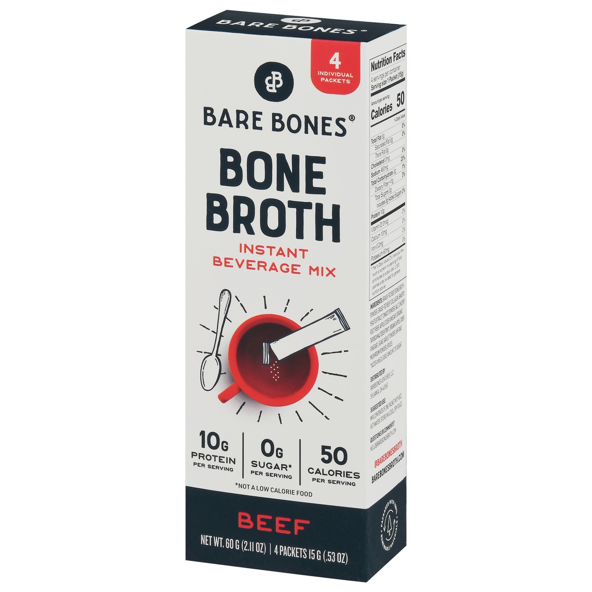 slide 7 of 14, Bare Bones Instant Beef Flavored Bone Broth 4 - 0.53 oz Packets, 4 ct