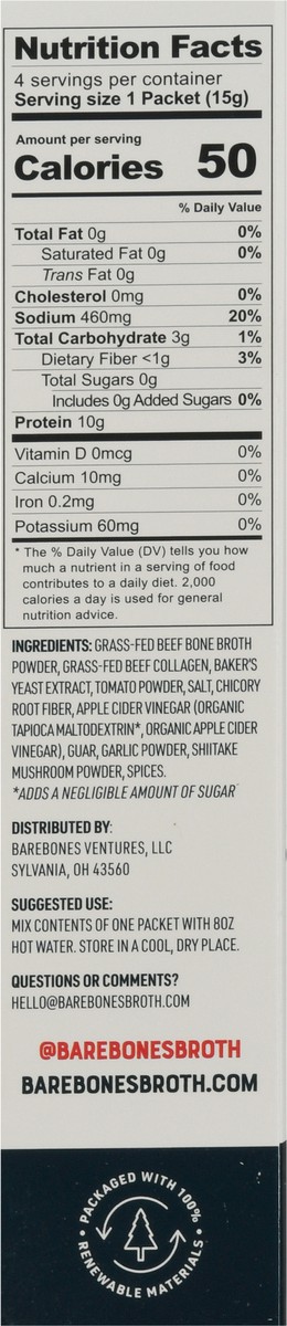 slide 5 of 14, Bare Bones Instant Beef Flavored Bone Broth 4 - 0.53 oz Packets, 4 ct