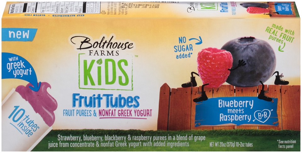 slide 1 of 1, Bolthouse Farms Kids Blueberry Meets Raspberry Fruit Tubes, 10 ct; 2 oz