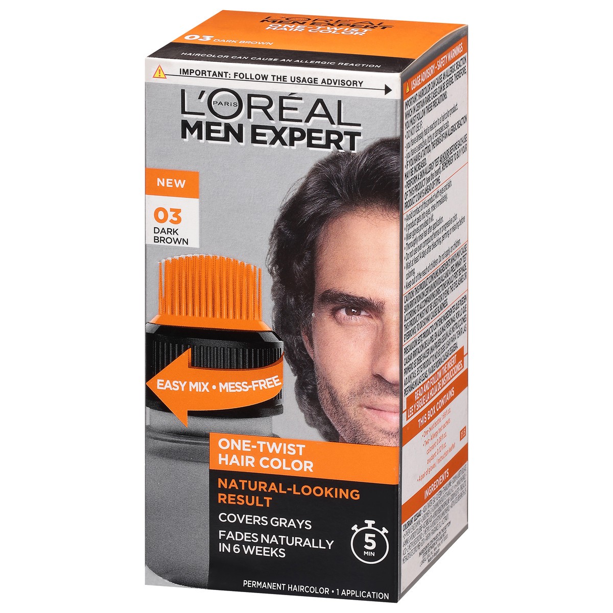 slide 3 of 9, L'Oreal Paris Men's Expert One-Twist Haircolor Permanent Hair Color, 1 ct