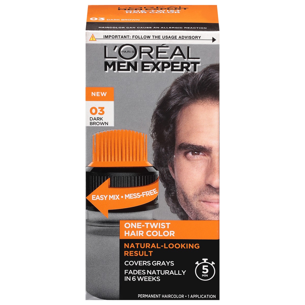 slide 1 of 9, L'Oreal Paris Men's Expert One-Twist Haircolor Permanent Hair Color, 1 ct