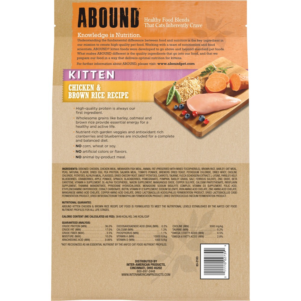 slide 3 of 4, Abound Chicken & Brown Rice Recipe Kitten Food, 3.5 lb
