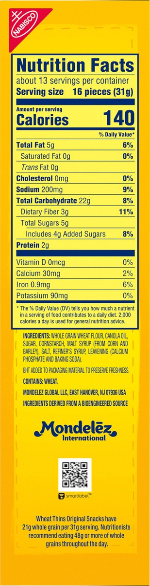 slide 7 of 15, Wheat Thins Original Snacks, Whole Grain Wheat Crackers, Snack Crackers, Family Size, 14 oz, 14 oz