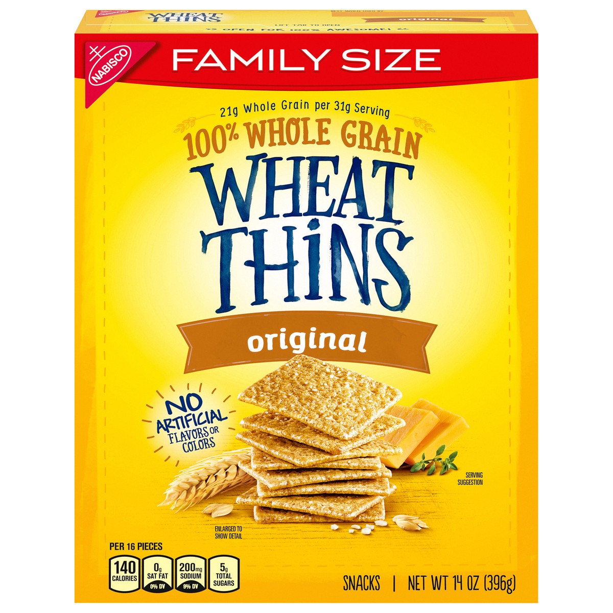slide 11 of 15, Wheat Thins Original Snacks, Whole Grain Wheat Crackers, Snack Crackers, Family Size, 14 oz, 14 oz
